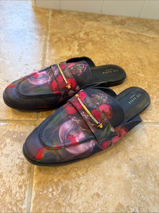 Ted Baker Shoes - Ted Baker Women’s Floral Slip-On Loafers in Black and Pink